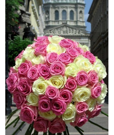 Grandirózsa rózsacsokor - Pasztell színű virágcsokor rózsákkal