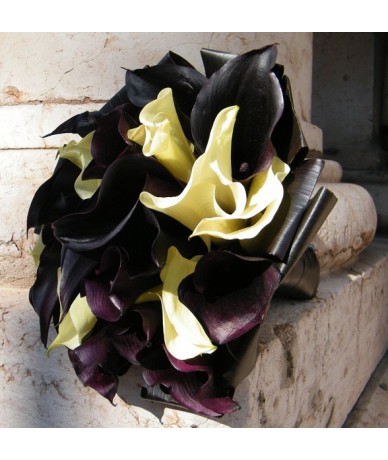 Bridal bouquet from black calla lilies