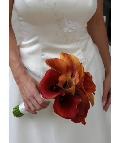 Round orange calla bridal bouquet