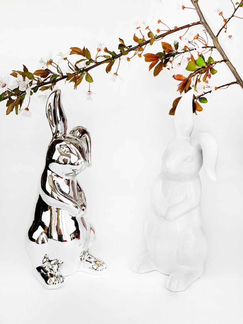 Porcelain bunnies sold in white or silver