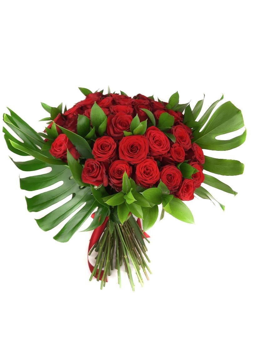 30 szálas rubinvörös luxus rózsacsokor - virágküldés kedvencei