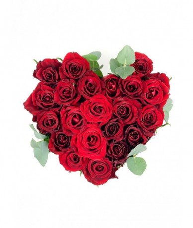 Red Rose heart flower Box round size L