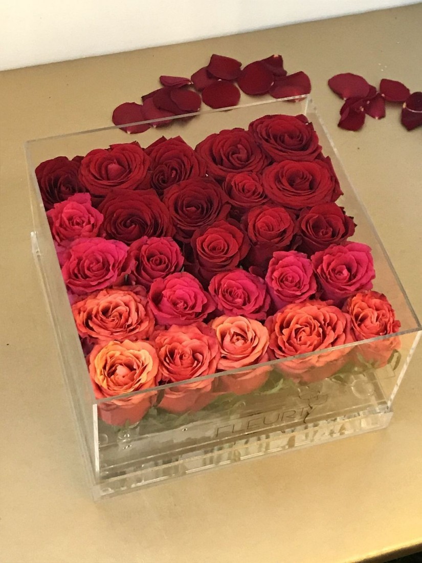 Ombre akril rózsa doboz csodaszép rózsák légyottja