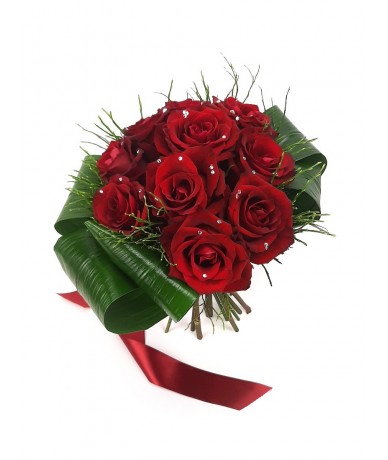 10 red roses with Swarovski crystals