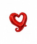 Valentin napi szív alakú lufi levegővel töltve lufi pálcán, mérete: 45 cm.