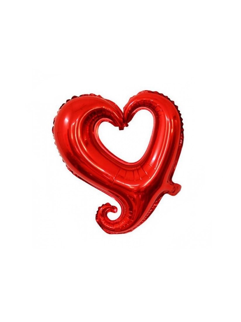 Valentin napi szív alakú lufi levegővel töltve lufi pálcán, mérete: 45 cm.